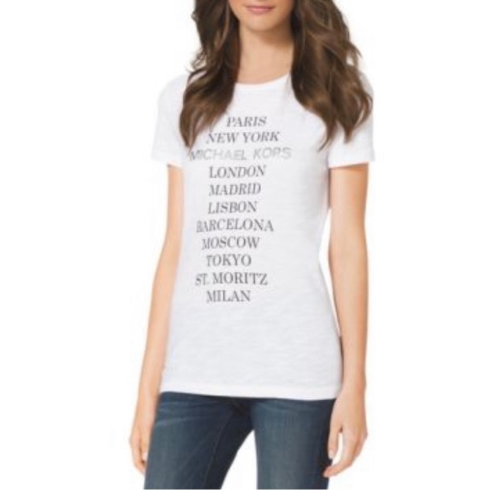 NWT! Michael kors beaches tee white